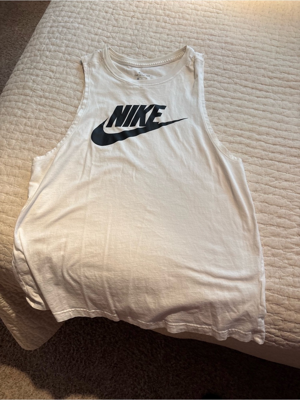 Nike White Tank Top with Black Swoosh Logo